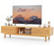 GYMAX TV Schrank aus Bambus, TV Lowborad für Fernseher bis zu 70 Zoll, moderner Fernsehschrank mit Kabelmanagement, Schiebetüren & 3 Fächern, TV-Schrank für Wohnzimmer, Natur, 160 x 40 x 38 cm