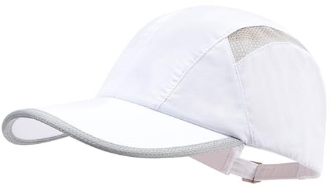CLAPE Baseball Cap Herren Damen Sommer Atmungsaktiv Schnelltrocknend Running Sport Cap Baseballkappe Mesh Basecap für Golf Laufkappe Sonnenschutz Leicht White DCP2401