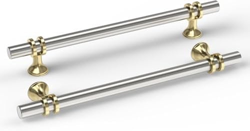 goldenwarm 20 Pack Brushed Satin Nickel Kitchen Cupboard Handles, 160mm Hole Centers Kitchen Cabinet Handles Silver Drawer Pulls