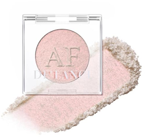 DE'LANCI Chrom Highlighter Lidschatten Palette,Feenhafter Transparenter Glanz,Durchsichtiger Rosa und Silberner Schimmer,Langlebige,Ideal für Gesicht und Körper Kontur und Wangen Highlight,#1