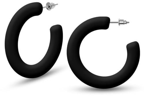 Soul-Cats Orecchini a cerchio in plastica alla moda, colore rosso, bianco, nero, arancione, turchese, rosa, blu, giallo, Plastica