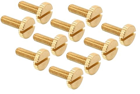 PATIKIL M4x15mm Knurled Thumb Screws, 15 Pack Flat Tip Brass Bolts Grip Knobs Fasteners with Straight Shoulders for Lighting Furniture Electronic Mechanical