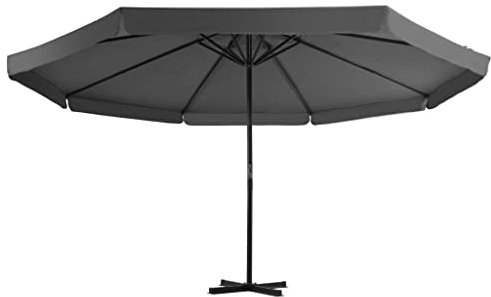 Hovothy Gartenschirm Balkon-Sonnenschirm Hochwertigen Marktschirm Parasol Strandschirm Terrassenschirm UV-beständigem Schirmdach Stilvollen und Praktischen Design Anthrazit 500x385 cm