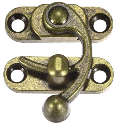 Antique Vintage Lock Clasp Right Latch Hook Hasp 45mmx39mm Swing Arm Catch Bronze Tone 2 Pcs