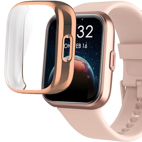 Blueshaweu Schutzhülle Für ID208 Plus Smartwatch 1,8'', Flexibles TPU Vollschutz mit schutzfolie Kratzfest Hülle Kompatibel Für Tensky/Fitpolo/Quican ID208 Plus Smartwatch (Roségold)