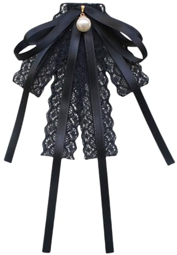 Broche nœud papillon en dentelle et perles pour femme, pour chemise, jabot, cravate, accessoire de vêtements