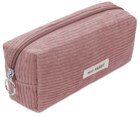 OFFCUP Federmäppchen Mädchen Mäppchen Cord-Stoff, Pencil Case Teenager Stiftetasche Tragbare Schreibwaren Tasche, Federtaschen Schlampermäppchen mit Reißverschluss, Federmappe für Schule, Büro - Rosa