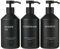 Janxin 3 500ml Black Soap Dispenser, Refillable Shampoo and Conditioner Bottles, Shampoo and Conditioner Dispenser, with Stainless Pump and Sticker(Black bottle + black head)
