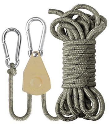 WANGCL Corde a cricchetto da 2 m, gancio a cricchetto per luci di crescita con ganci a scatto, gancio per corda regolabile e resistente per campeggio all'aperto