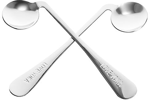VINTORKY 2 Stück Fütterlöffel Kinderlöffel Kleinkindlöffel Selbstfütternd Abgewinkelter Löffel Gebogener Löffel Für Ältere Menschen Müsli Suppenlöffel Tragbare Utensilien Löffel