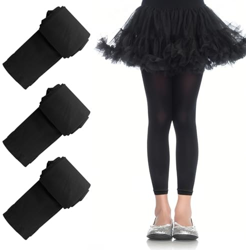 SGQTZDZQ Footless Dance Ballet Tights Girls Leggings School Uniform Tights for Kids 3 Pairs Black Pink