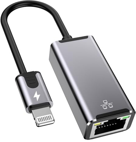 [Apple MFi Certified] Lightning to Ethernet Adapter, 100Mbps Lightning to RJ45 Ethernet LAN Network Adapter Compatible with iPhone 14 13 12 11 Pro Max XS XR X 8 7 iPad, Plug and Play, 1.6FT