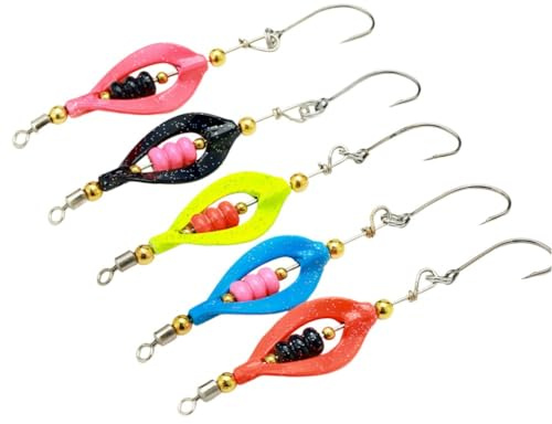 FACAIIO Trout Master, set di 5 esche per pesca alla trota, con cucchiaino da 3 g/4 g, con doppio spin, in lega di zinco, esche vibranti per fiumi, laghi e torrenti