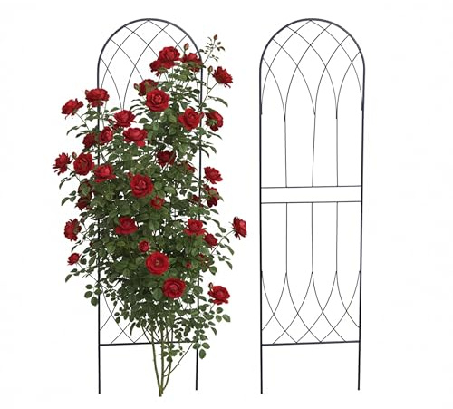 Relaxdays Rankgitter, 2er Set, HxB: 140 x 38 cm, Metall, Rankhilfe für Kletterpflanzen, Garten, Rosenrankhilfe, schwarz