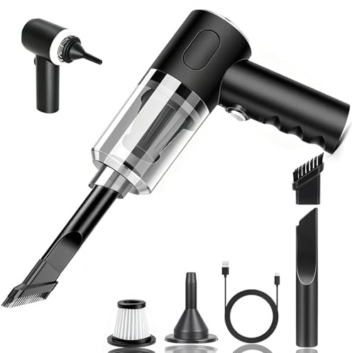 CAKETIME Handheld vacuum cleaner, 4 in 1 car vacuum cleaner cordless, 22000Pa strong suction, brushless motor, suitable for office/home/car/pet hair cleaning and various office scenarios