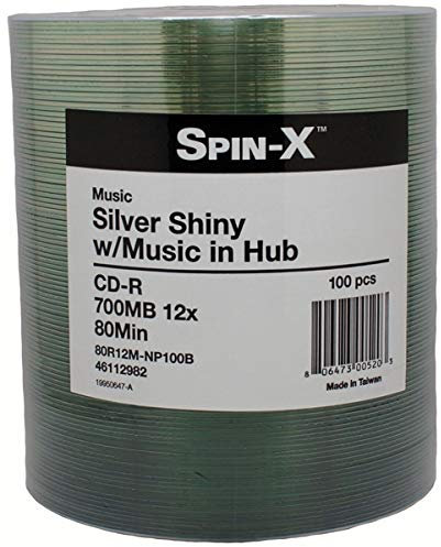 Spin-X 100 12X Digital Audio Music CD-R 80min 700MB Shiny Silver