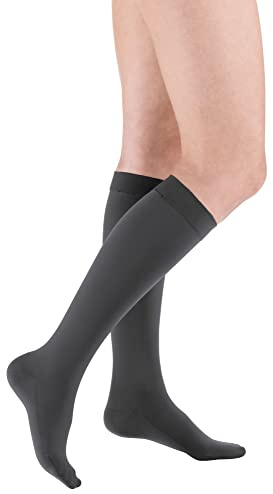 medi mediven comfort Kniestrümpfe mit Spitze Unisex - Kurz - Besonders weiche Kompressionsstrümpfe CCL2 für Damen und Herren - Schwarz - Größe IV