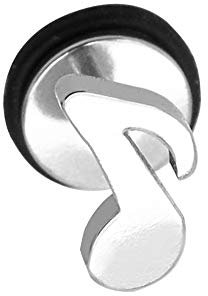 Soul-Cats Ohrstecker Ohrringe Fake Plugs Plug Noten Notenschlüssel Musik Silber schwarz, Modell: Modell 5