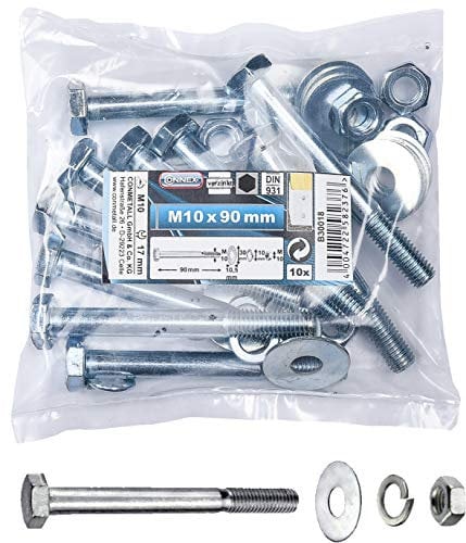 Connex B30018 - Set di viti a testa esagonale, DIN 931, 40 pezzi, M10 x 90 mm, zincato
