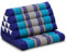 livasia Thaikissen mit 1 Auflage - 75x50x8cm - Dreieckskissen mit Sitzkissen, Keilkissen mit Kapok, Rückenkissen faltbar, Thaimatte zum Klappen, handgefertigt, Meditationskissen (Blau)