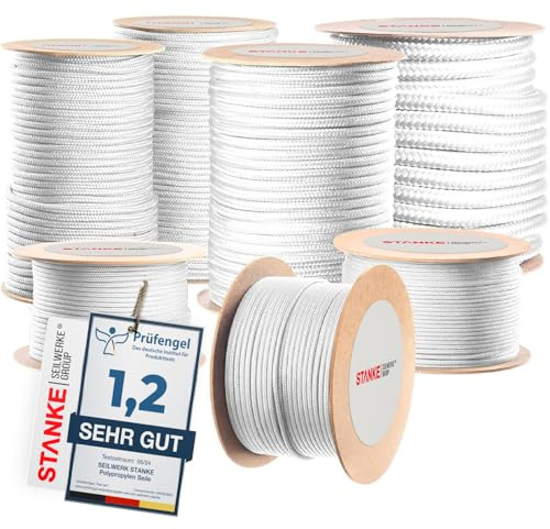 Seilwerk STANKE Corde polypropylène Blanc 12mm 20m - Corde à Linge extérieur, pour Attacher la Tente - Corde pour Le Jardin extérieur, la pêche, la Survie