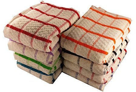 Olivia Rocco 100% Egyptian Cotton Terry Tea Towel Set Pack of 12x Professional Large Catering Grade Essential Dish Cloths Kitchen Towels Restaurant Bar Glass