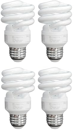Xtricity Compact Fluorescent Light Bulbs T2 Spiral, E26 Base, 13W (60W Equivalent), 5000k Daylight, 900 Lumens, CFL, 120V - UL Listed, (4 Pack)