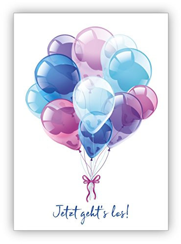 Kartenkaufrausch 16x Gratulieren Sie mit dem Luftballon Strauß auf dieser Glückwunschkarte zur Hochzeit, runder Geburtstag, Einschulung: Jetzt geht's los • schöne Geschenkkarte geschäftlich & privat