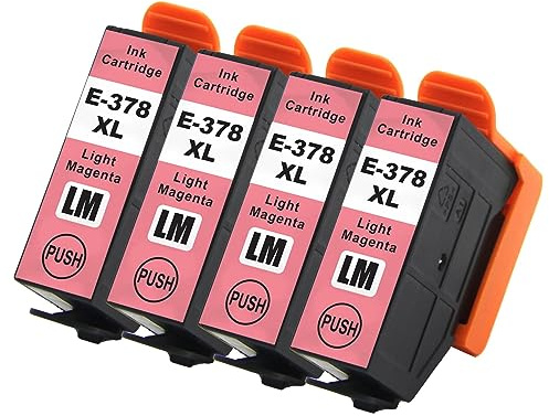 Go Inks Light Magenta E-378XLLM Compatible Ink Cartridge for use with Epson Expression Photo Printers (Pack of 4)