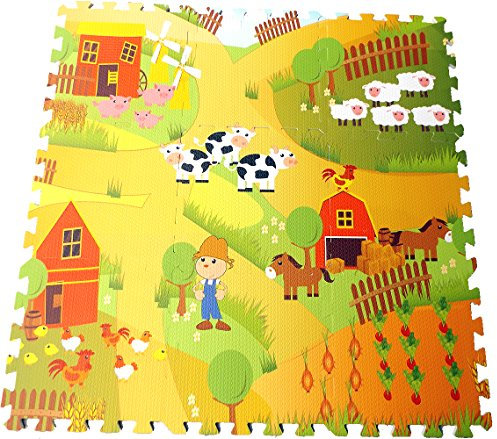 Brigamo Bauernhof Puzzlematte, 9 teilige Schaumstoffmatte, Schadstoff geprüft