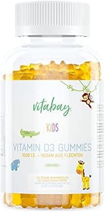 Vitabay Vitamin D3 Kinder - 120 VEGAN Vitamin D 3 1000 IE Vitamin Gummies - Kinder Vitamine Gummi Vitamin D Kinder Immunsystem stärken Kinder Vitamin D Gummibärchen Kinder Vitamin D3 D Vitamin Kinder