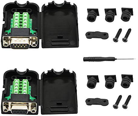CERRXIAN Adaptador RS-232 Serial Interface DB9 Macho y Hembra Conector (1 Par) (Enchufe Negro de Tuerca)