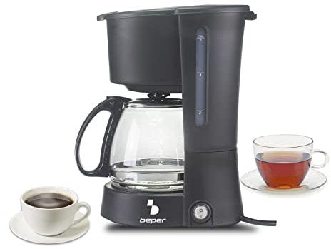 BEPER BC.060 Machine à Café, Cafetière Filtre, 800 W, 4 tasses, 600 ml, ABS, Noir