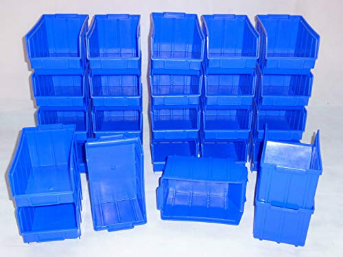 26 Stk. Stapelboxen Gr.3 Stapelkästen blau Stapelbox Sichtlagerkästen PP Kunststoff NEU
