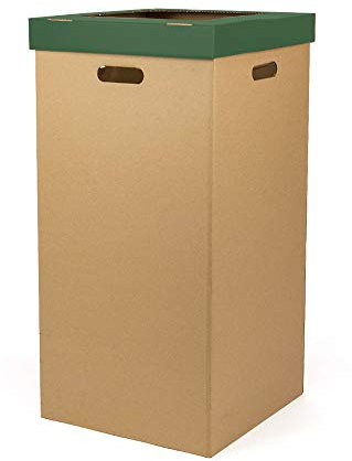 ONLY BOXES, Papelera de Cartón, Papelera con Tapa, Dimensiones 37 x 36 x 70 cm (largoxanchoxalto), Color Verde