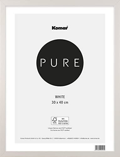 Komar Marco de Fotos de Madera Blanca 30 x 40 cm con Cristal acrílico de Alta Transparencia, Color Altamente Transparente, 30