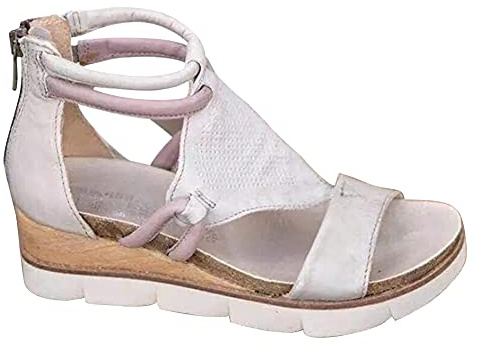 ERLINGO Sandali con plateau da donna Open Toe Zip Scarpe con tacco a cuneo Flatform Sandali da donna comodi e traspiranti
