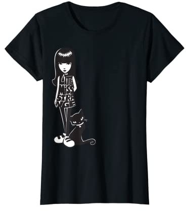 Emily The Strange Damen Cartoon T-Shirt Schwarz S Klassisch Little Miss Strange T-Shirt