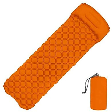SMSOM Aufblasbare Liege Strandbett Camping Stuhl Air Sofa Couch Hängematte mit Kissen Tragbare wasserdichte Anti-Air-Lecking für Camping Wandern Reise Strand Picknick Lakeside, Orange