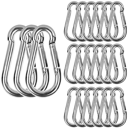 SENENQU M6 Mousqueton Acier Galvanisé, 60 PCS Mousqueton de Fixation pour Charges Lourdes - Capacité de Charge de 120 kg/260 LB, Crochet Mousquetons Balancoire - 60mm x φ6 mm
