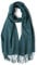 Prettystern langer und weicher Wollschal einfarbig mit Fransen für Herbst Winter Herren und Damen Blau-Grün