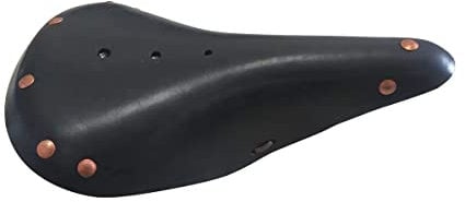 TentHome Fahrradsattel Leder Retro Sattel Rennradsattel Ledersattel Cityradsattel Vintage Klassisch Sattel Bequem Fahrradsitz mit Kupfernieten für Rennrad MTB Damen Herren Sattel Schwarz