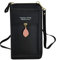 FuninCrea Crossbody Phone Bag, Fashion PU Shoulder Bag With Zipper, Mobile Phone Wallet Bags with Three Layers, Small Cross Body Bag with Metal Leaves for Cellphone, Key, Card (black)