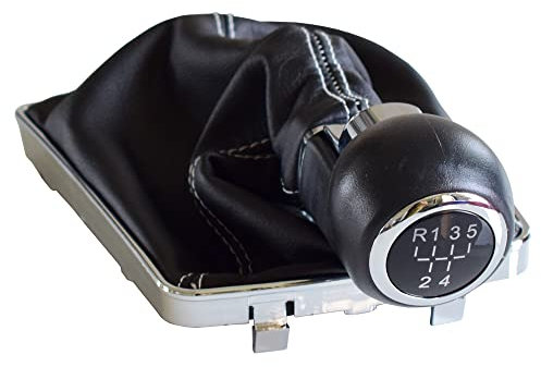 Auto-Styling Schalthebel Schaltknauf mit Ledermanschette für Opel für Astra III H 1.6 2004 2005 2006 2007 2008 2009 2010 (R-5 weiß)