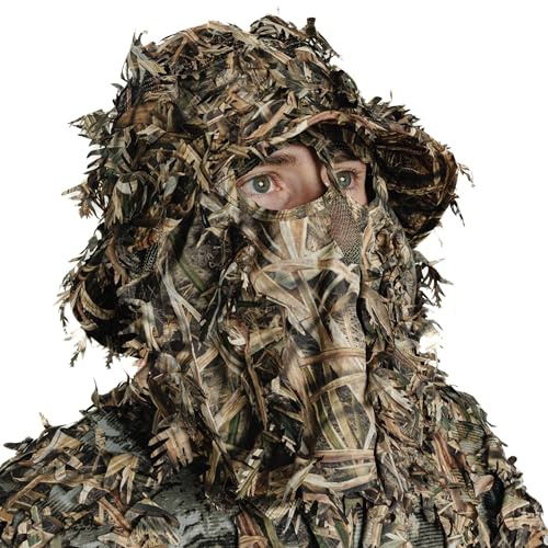 QuikCamo Realtree & Mossy Oak 3D Leafy Camo Face Mask Bucket Hat for Men Deer Duck and Turkey Hunting (Fully Adjustable OSFM)