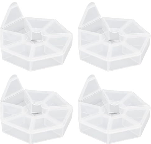 4Pcs Bead Storage, Clear Bead Storage Containers 7 Compartment Round Jewelry Bead Storage Organizer Plastic Jewelry Boxes Display Containers