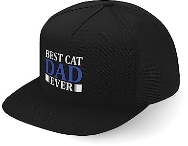 Best Cat Dad Ever Life Style Fullcap Art Flat Bill Snapback Cap, Schwarz , Einheitsgröße