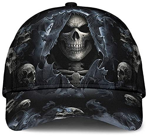 501 Baseball Kappe Mütze Skelett Totenkopf Fledermaus Nacht Gothic Horror Einzigartige Geschenkidee Schwarz Unisex Baseball Kappen Vintage Verstellbar Hysteresenkappe Für Laufen Outdoor
