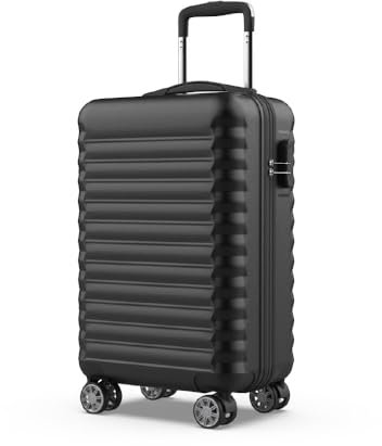 NUMADA Upfly 20' ABS-Handgepäck Koffer (53x33,5x22Cm) mit Kombinationsverschluss und 4 doppelten 360-Rädern. Hartschalenkoffer mit unterteiltem Innenraum | Schwarz