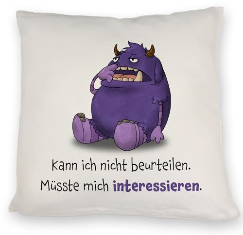 Freches Monster in lila Kissen mit lustigem Spruch EIN lustiges DekoKissen für die Couch grünes Spruch kuscheliger Kissen bezug Sofa niedliches Ungeheuer